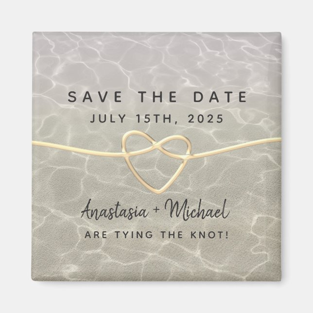 Imán de invitación de boda en la playa para guarda (Frente)