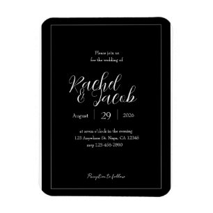 Imán de Invitación de Boda Negro Personalizable