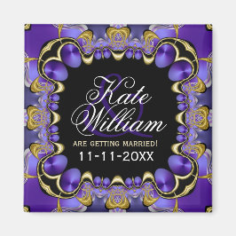 Imán de Invitación de Boda satinado morado
