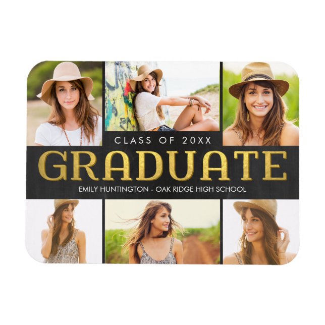 Imán de Invitación de graduación brillante en el f (Horizontal)