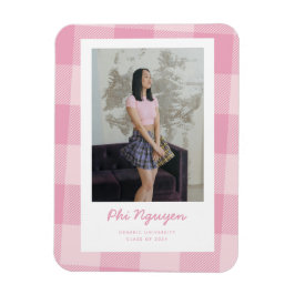 Imán de Invitación de Graduación de Plata Rosa