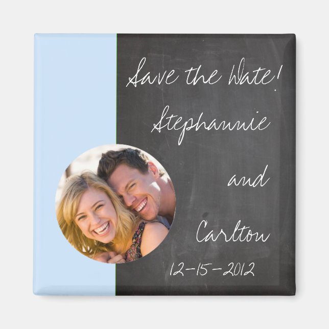 Imán de Invitación del Boda azul de Chalkboard (Frente)