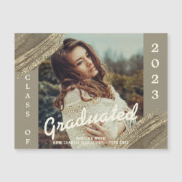 Imán de Invitación fotográfica Spark Gold Graduati