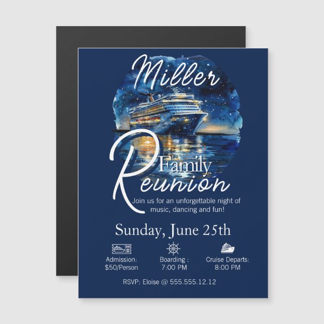 Imán de invitación para crucero por la Reunión Fam (Anverso/Reverso)