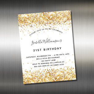 Imán de invitación para purpurinas de oro blanco d