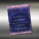Imán de invitación rosa azul marino de la fiesta d<br><div class="desc">Un imán de invitación moderno,  elegante y glamuroso para una fiesta de cumpleaños número 21 (o cualquier edad). Un fondo azul marino,  decorado con confeti rosa. El color azul es desigual. Personalice y agregue su nombre y detalles del fiesta.</div>