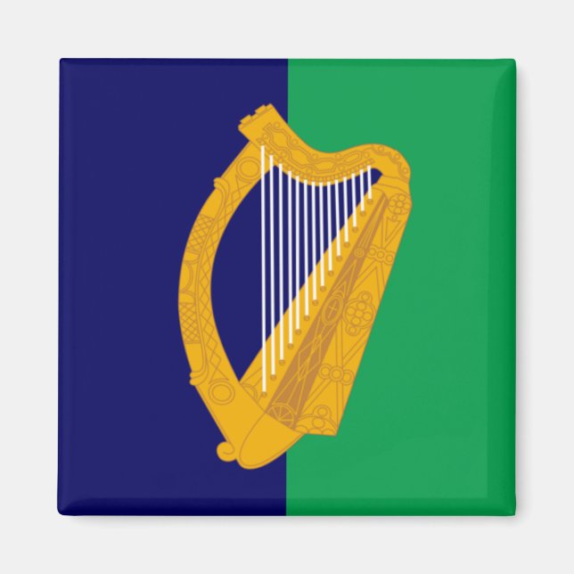 Imán de Irlanda - Arpa sobre azul y verde (Frente)