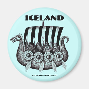 Imán de Islandia con vikingos en arte drekar de l