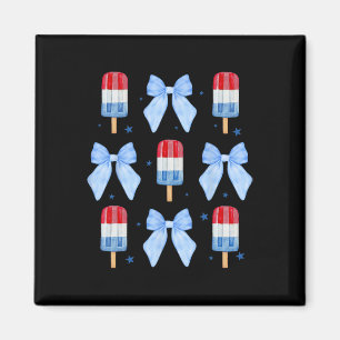 Imán De Julio Cute Popsicle Bows Mujeres Patrióticas Ni