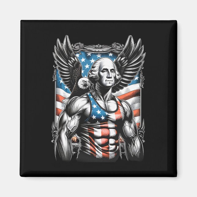 Imán De Julio Funny Patriótico George Washington 4 de J (Frente)