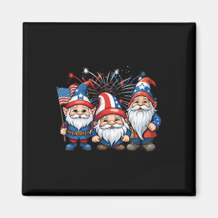 Imán De Julio Gnomes Patrióticos Bandera Estadounidense