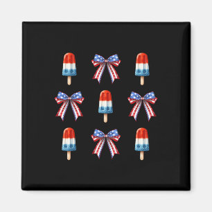 Imán De Julio Popsicle Bows Coquette Bandera Americana 
