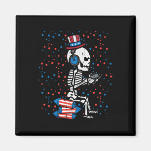 Imán De Julio Skeleton Gamer Funny America Niños Hombre