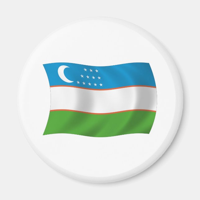 Imán de la bandera de Uzbekistán (Frente)