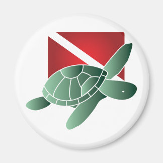 Imán de la bandera del buceo de la tortuga