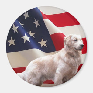 Imán de la bandera del golden retriever