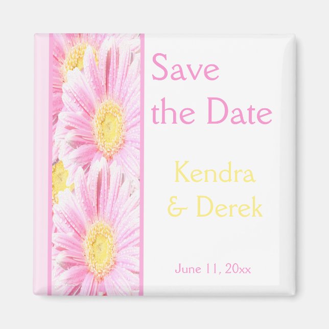 Imán de la boda floral rosa y blanca (Frente)