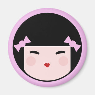 Imán de la cara de la muñeca de Kokeshi