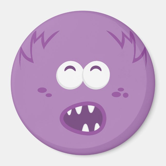 Imán de la cara de un monstruo morado (Frente)