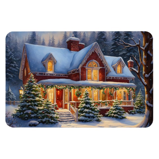 imán de la casa de los navidades (Horizontal)