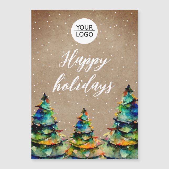 Imán de la compañía Rustic Add Logo Christmas Tree (Anverso)