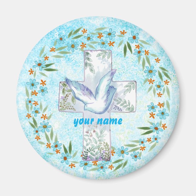 Imán de la Cruz de la Paloma Cristiana (Frente)