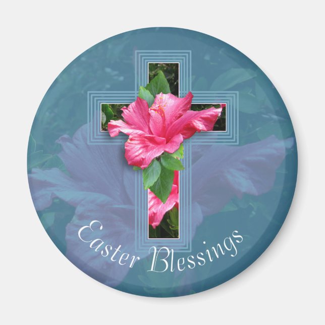 Imán de la Cruz Tropical de Pascua y Bendiciones (Frente)