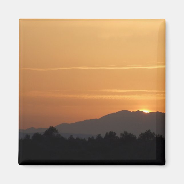 Imán de la escena de atardecer naranja (Frente)