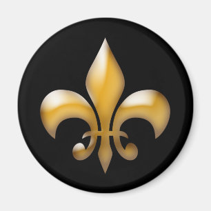 Imán de la flor de lis en negro y oro