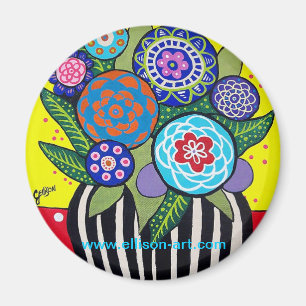 Imán de la flor del arte popular de la diversión