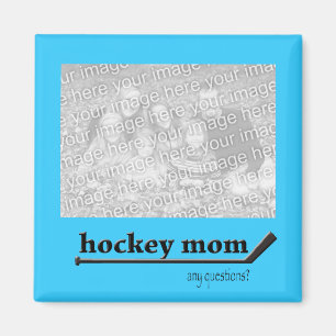 Imán de la foto de la mamá del hockey