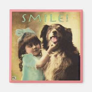 Imán de la foto de la sonrisa del collie del perr