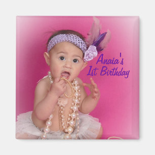 Imán de la foto del cumpleaños del bebé