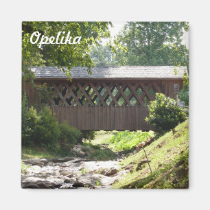 Imán de la foto del puente cubierto de Opelika