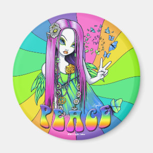 Imán de la hada del Hippie de la paz del arco iri
