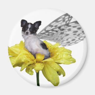 Imán de la hada del perro de Papillon