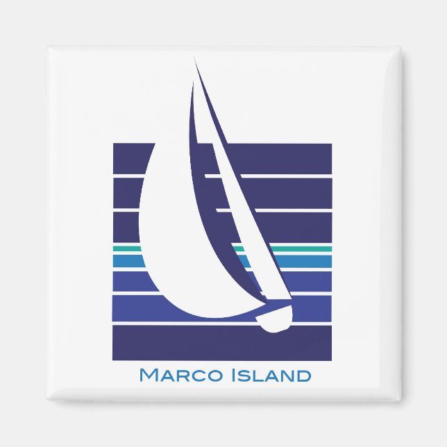 Imán de la isla Bote Blues Square_Marco (Frente)