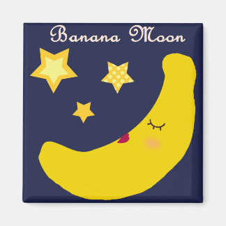 imán de la luna de plátano (cuadrado)