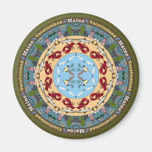 Imán de la mandala del estado de Maine