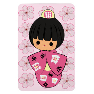 Imán de la muñeca de Kawaii Kokeshi