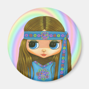 Imán de la muñeca del Hippie del flower power