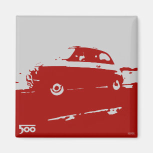 Imán de la obra clásica de Fiat 500 - rojo en lu