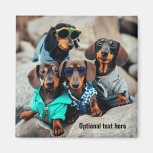 Imán de la pandilla de Dachshund con gafas de sol