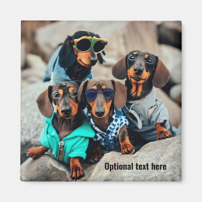 Imán de la pandilla de Dachshund con gafas de sol (Frente)