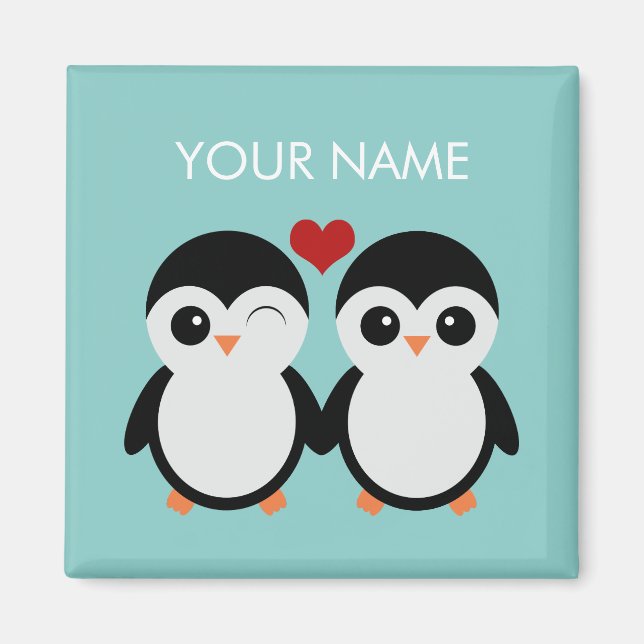 imán de la pareja de pingüinos de personalizable (Frente)
