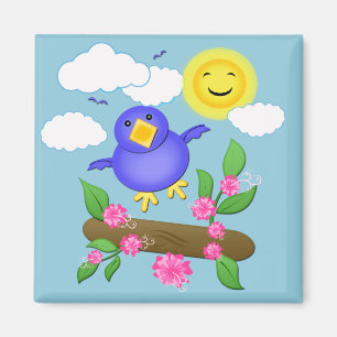 Imán de la primavera de la felicidad del Bluebird
