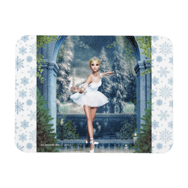 imán de la princesa de nieve Ballerina Navidades (Horizontal)