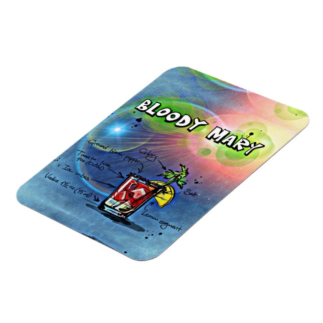 Imán de la receta de bebida de cóctel Mary Bloody (Lado Izquierdo)