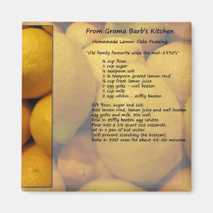 Imán de la receta de la Pudín-Torta del limón