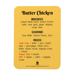 Imán de la receta del pollo de la mantequilla par